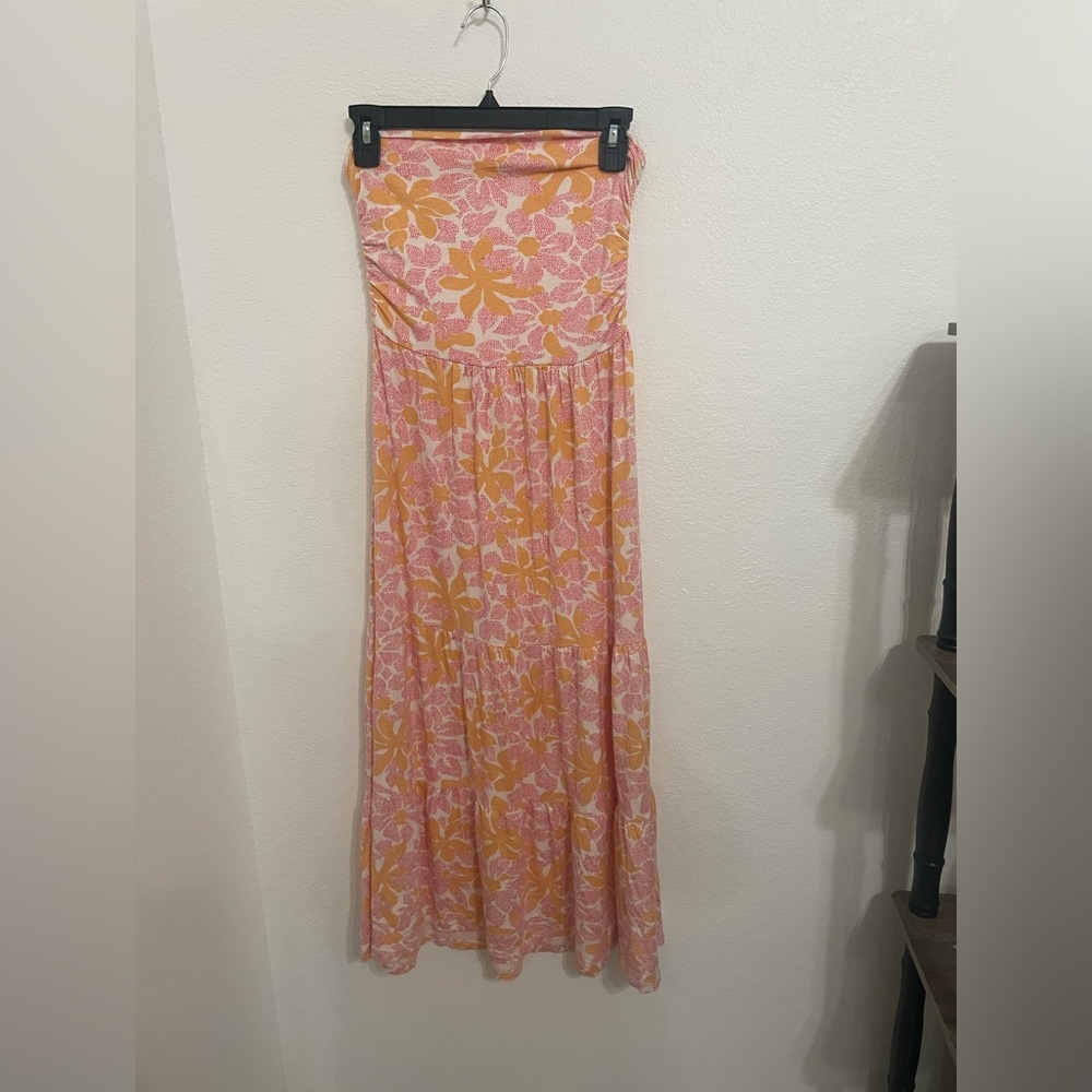 Lapis strapless midi length tiered summer dress, Size M